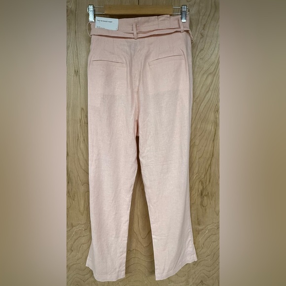 Ann Taylor Women’s The Tie Waist Pink Linen Pants High Rise, Above The Ankle M - Picture 8 of 8